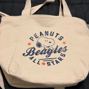 SNOOPY PEANUTS canvas tote bag with shoulder strap and hangtag (cute)
